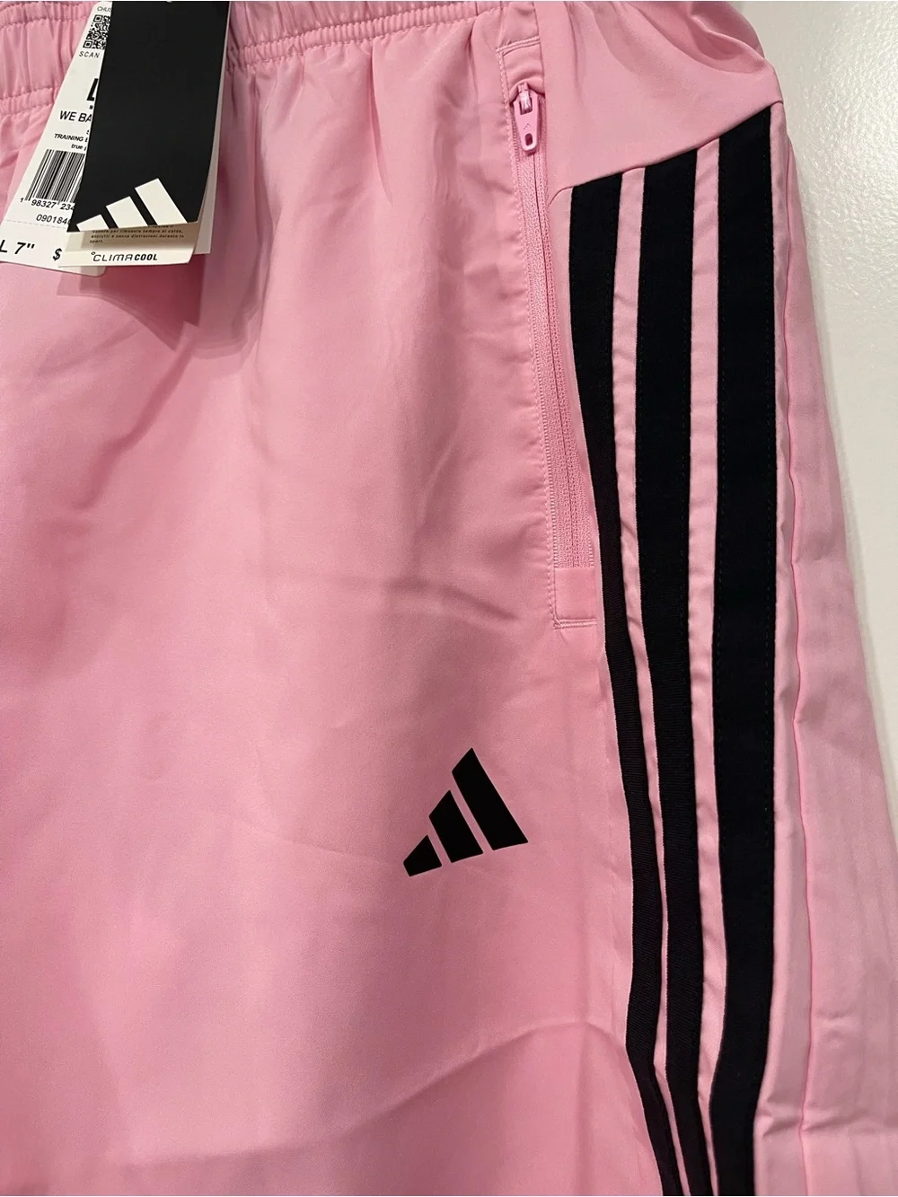adidas Pink Athletic Shorts with Black Stripe Detail
